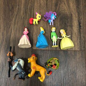 Disney Cake Toppers Figures & My Little Pony Lion King Princess BUNDLE LOT OF 9